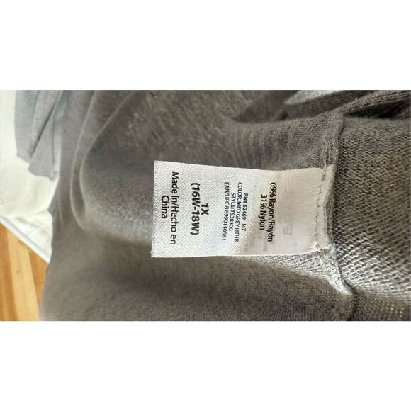 Soft Gray Ribbed Cardigan 1X Easy Throw-On Minimalist Cozy Fit - Picture 7 of 13